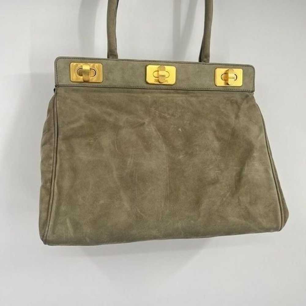 Escada Shoulder Bag Womens Vintage Suede Turn Loc… - image 2