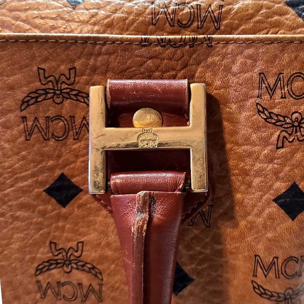 MCM | Visetos Boston Tan & Black Leather Top Hand… - image 7