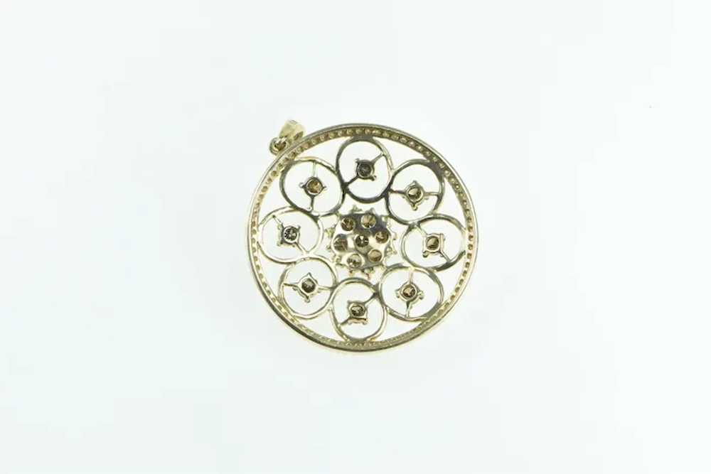 14K Effy Diamond Ornate Round Cluster Medallion P… - image 2