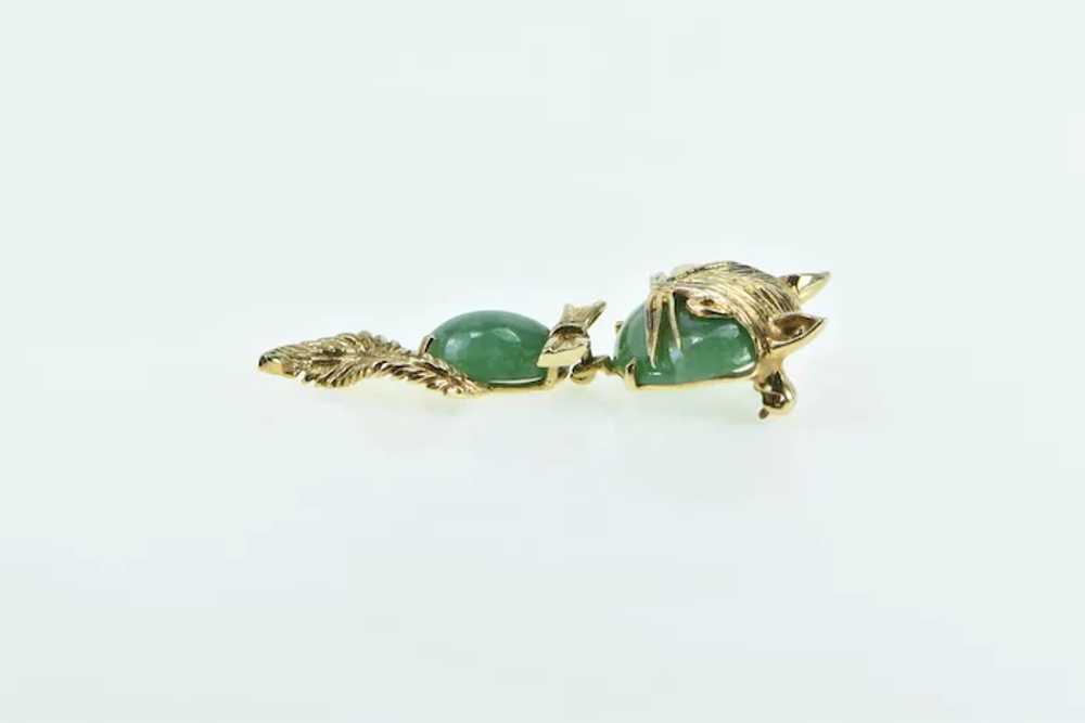 14K 1960's Vintage Jade Cat Kitten Drop Dangle Pi… - image 2