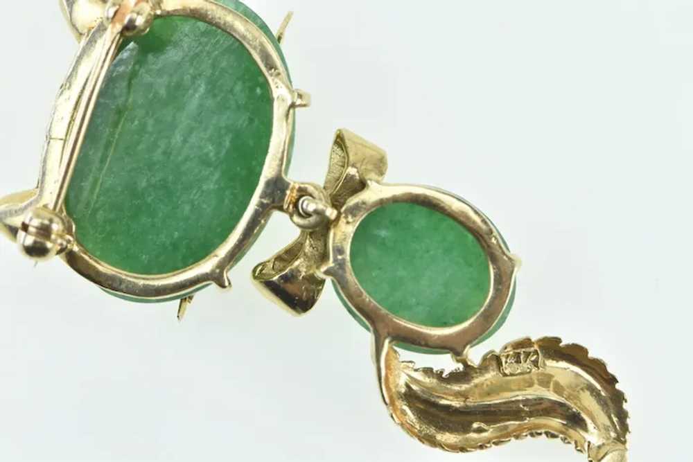 14K 1960's Vintage Jade Cat Kitten Drop Dangle Pi… - image 3