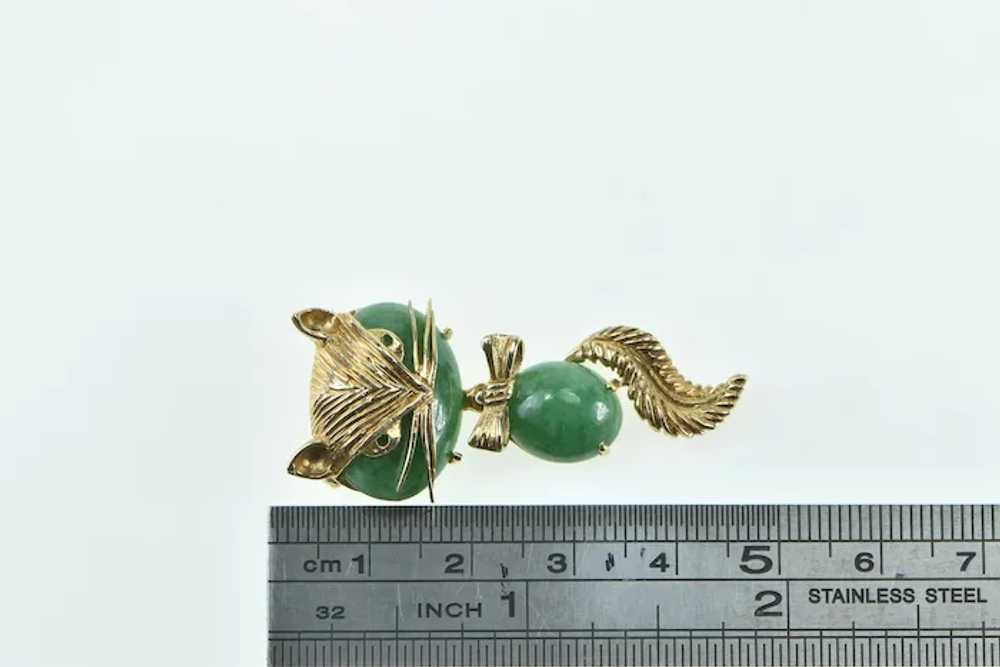 14K 1960's Vintage Jade Cat Kitten Drop Dangle Pi… - image 4