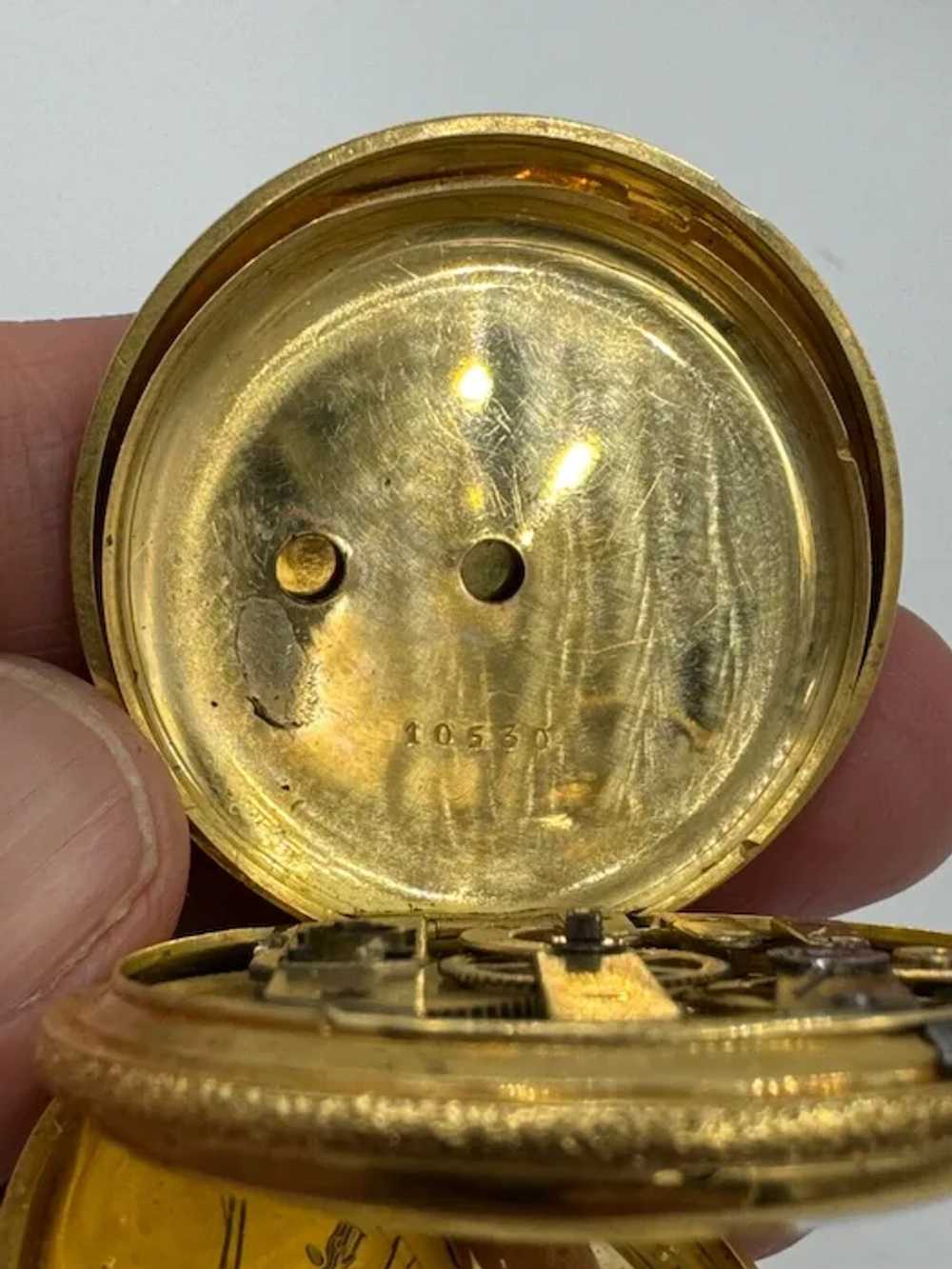 Antique 18k Gold Enamel Full Hunter Pocket Watch … - image 12