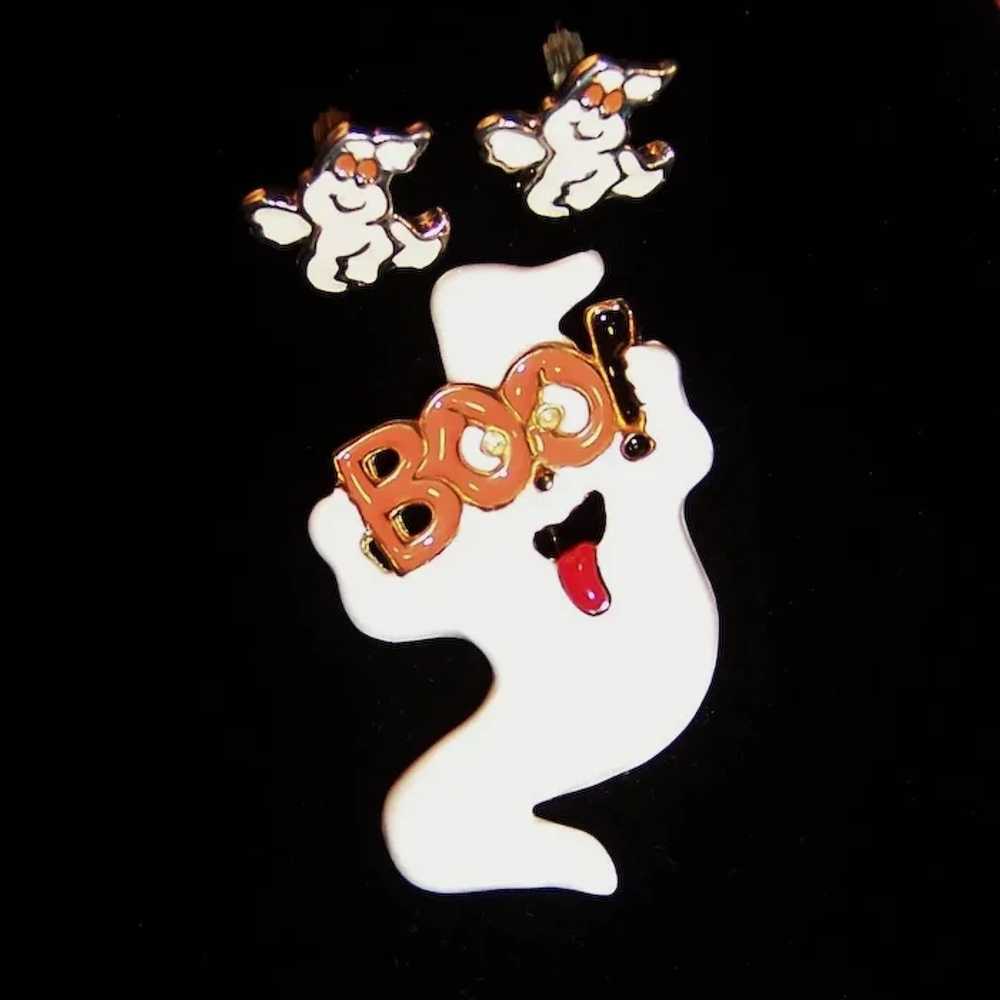 BOO!!! Halloween Ghost Pin & Post Earrings - image 2