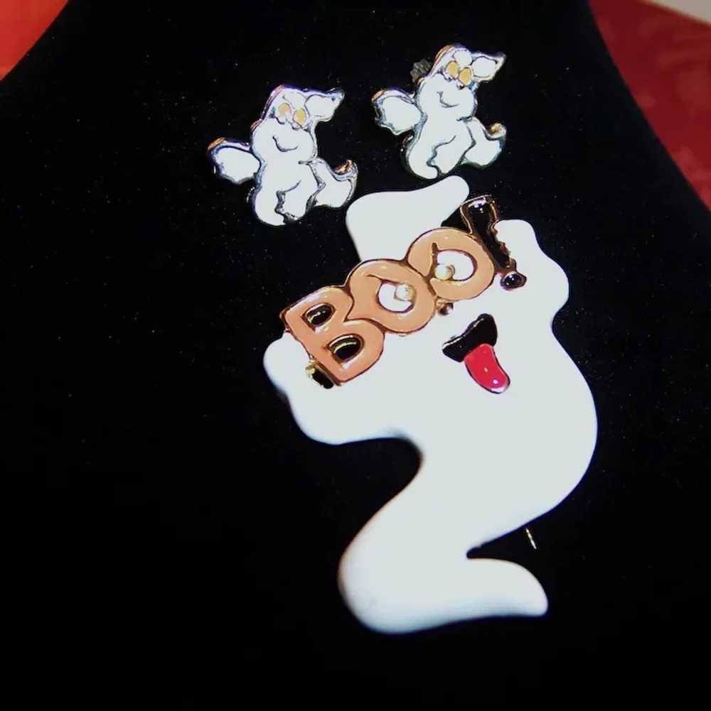 BOO!!! Halloween Ghost Pin & Post Earrings - image 5