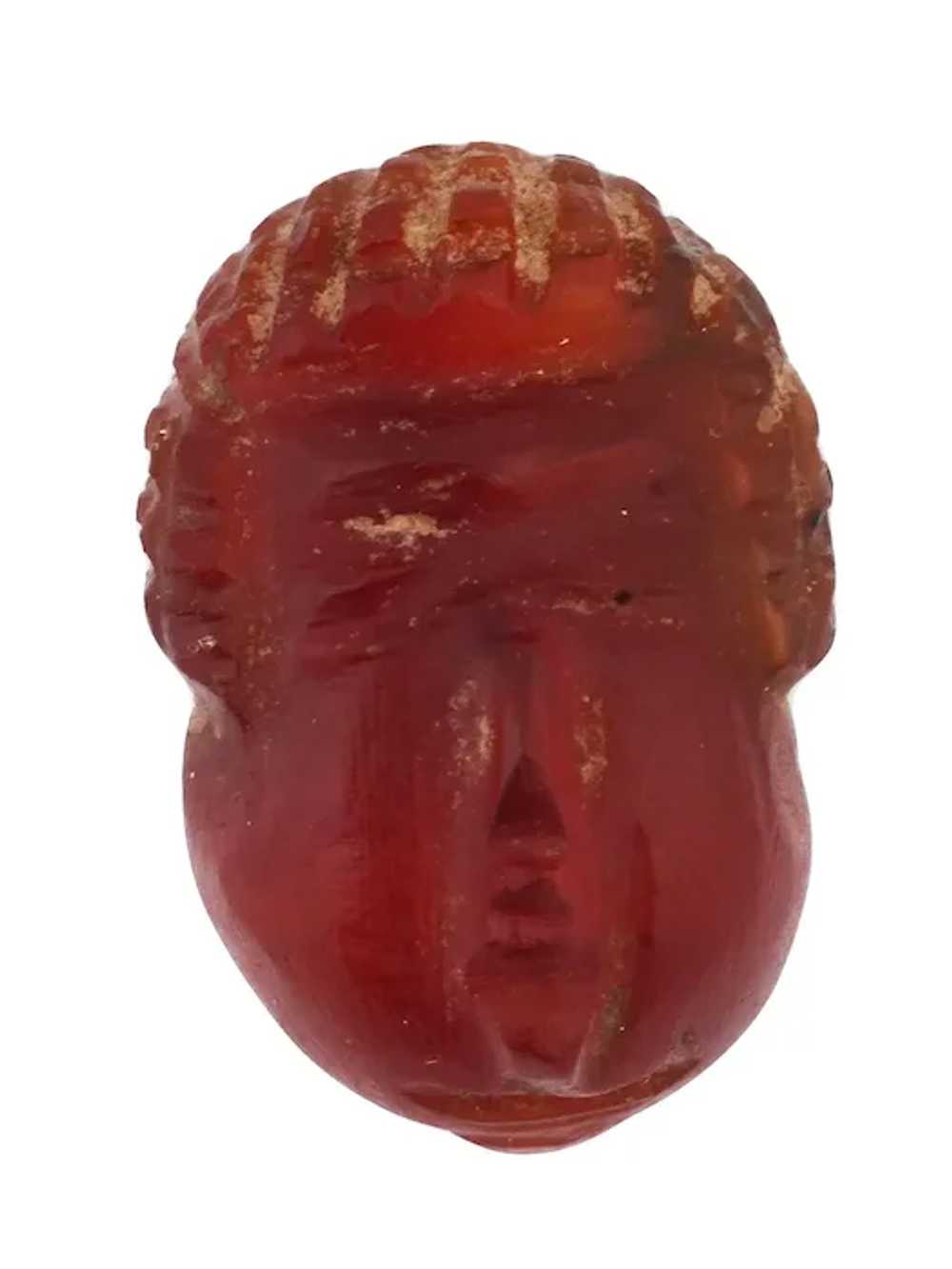 Ancient Susanian Carved Agate Head Intaglio Bead - image 2