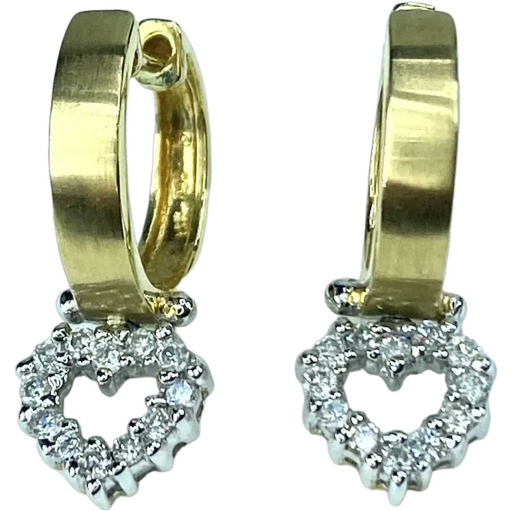 Diamond Heart Hoop dangle earrings - image 1