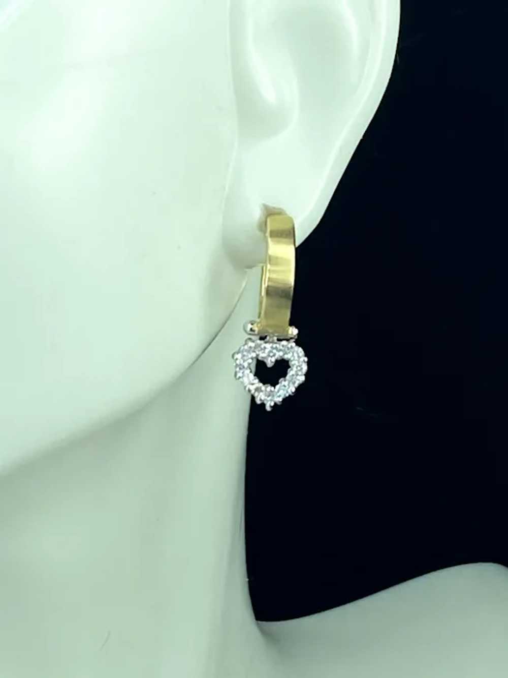 Diamond Heart Hoop dangle earrings - image 2