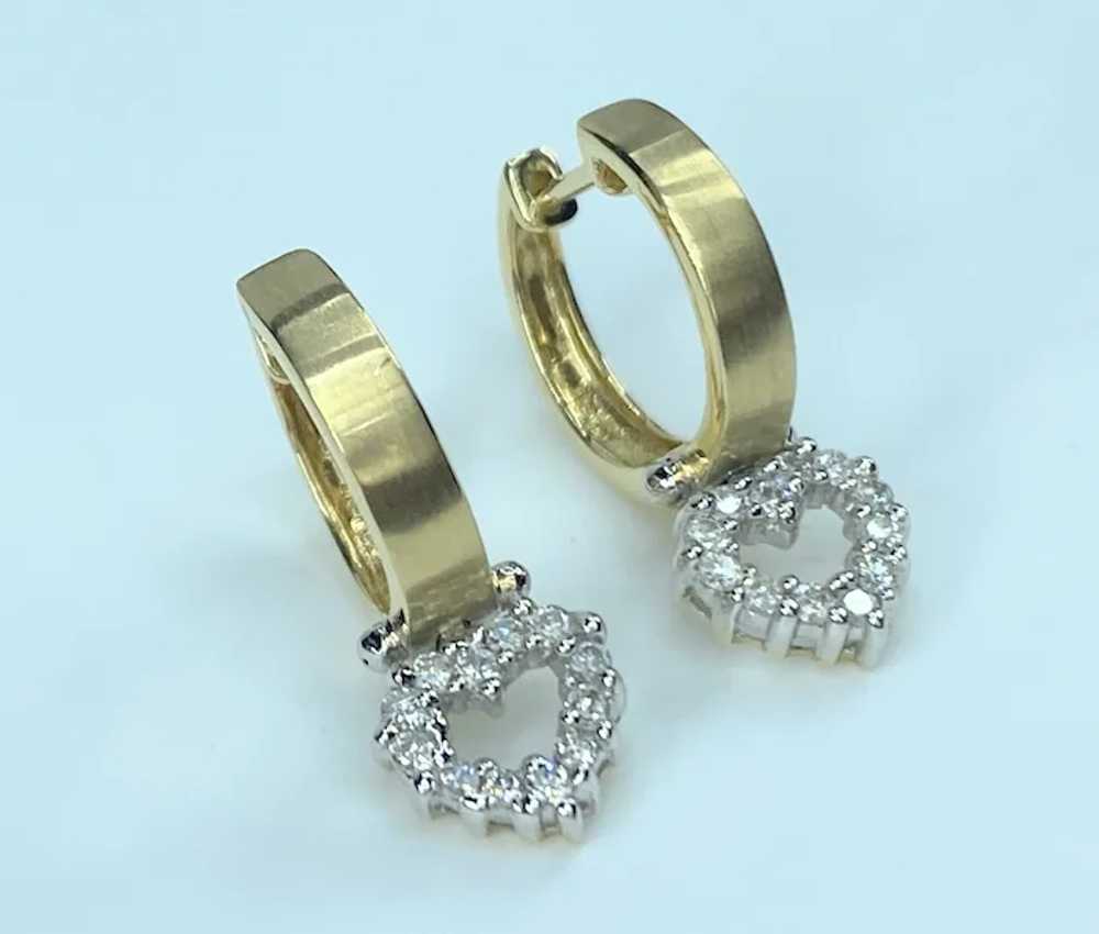 Diamond Heart Hoop dangle earrings - image 3