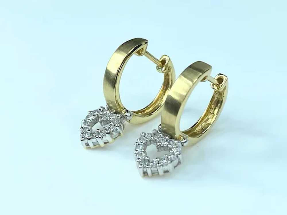 Diamond Heart Hoop dangle earrings - image 4