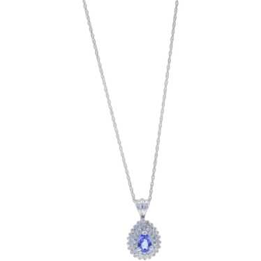 White Gold Tanzanite & Diamond Double Halo Necklac