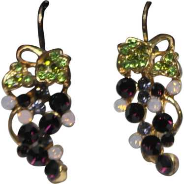 Grape Bunch Rhinestone Dangle Earrings