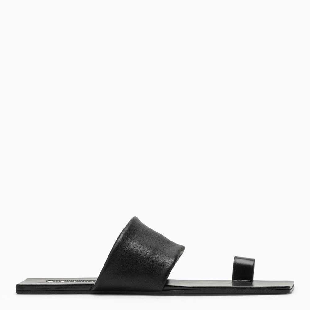 Jil Sander o1d2blof0824 Leather Low Sandals in Bl… - image 1