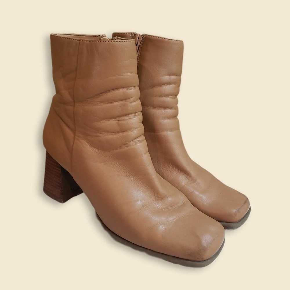 90s Y2K Boho Coastal Cowgirl Camel Tan Leather Bo… - image 1