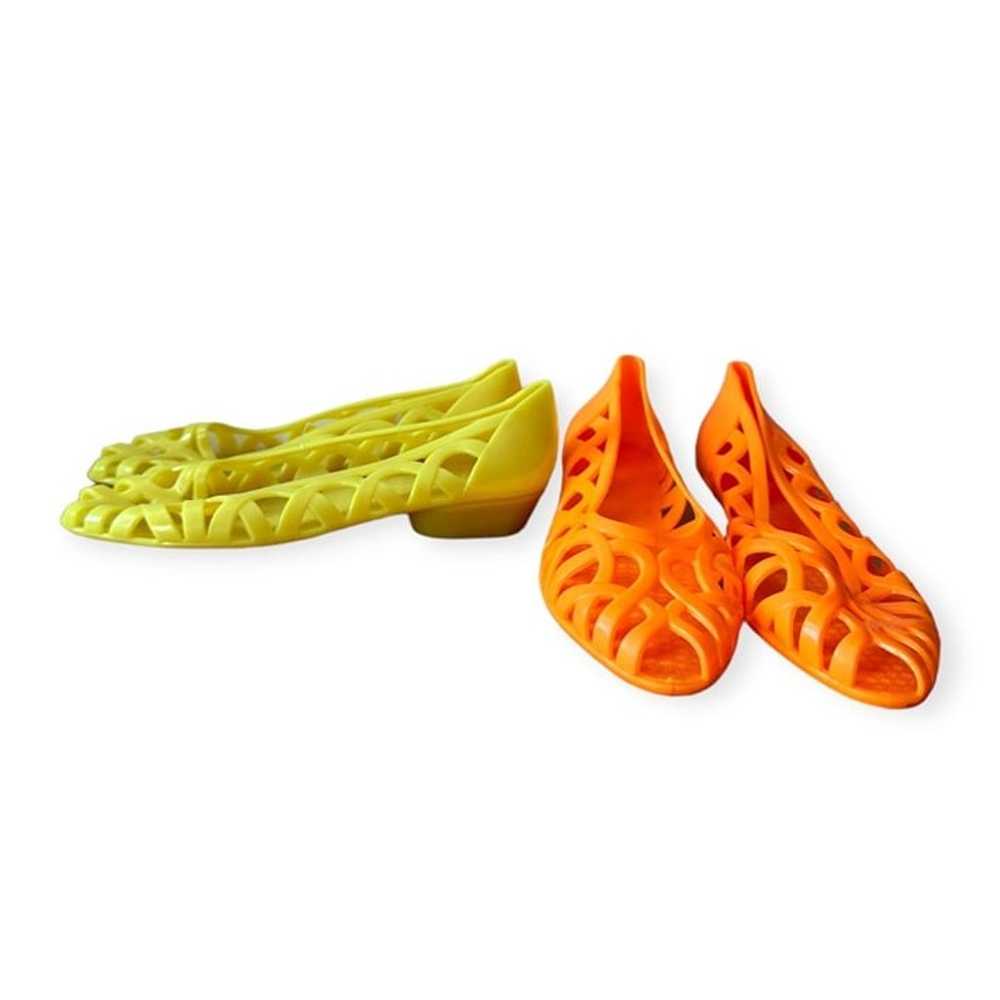 2 Prs of Vintage 80's Jelly Shoes,  Orange, Yello… - image 1