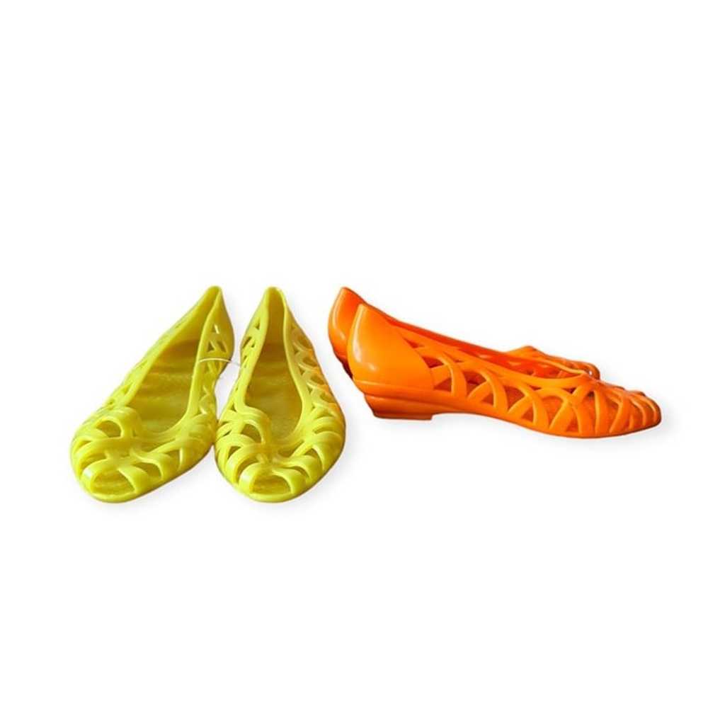 2 Prs of Vintage 80's Jelly Shoes,  Orange, Yello… - image 2