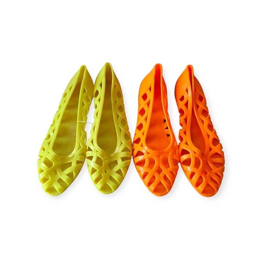 2 Prs of Vintage 80's Jelly Shoes,  Orange, Yello… - image 3