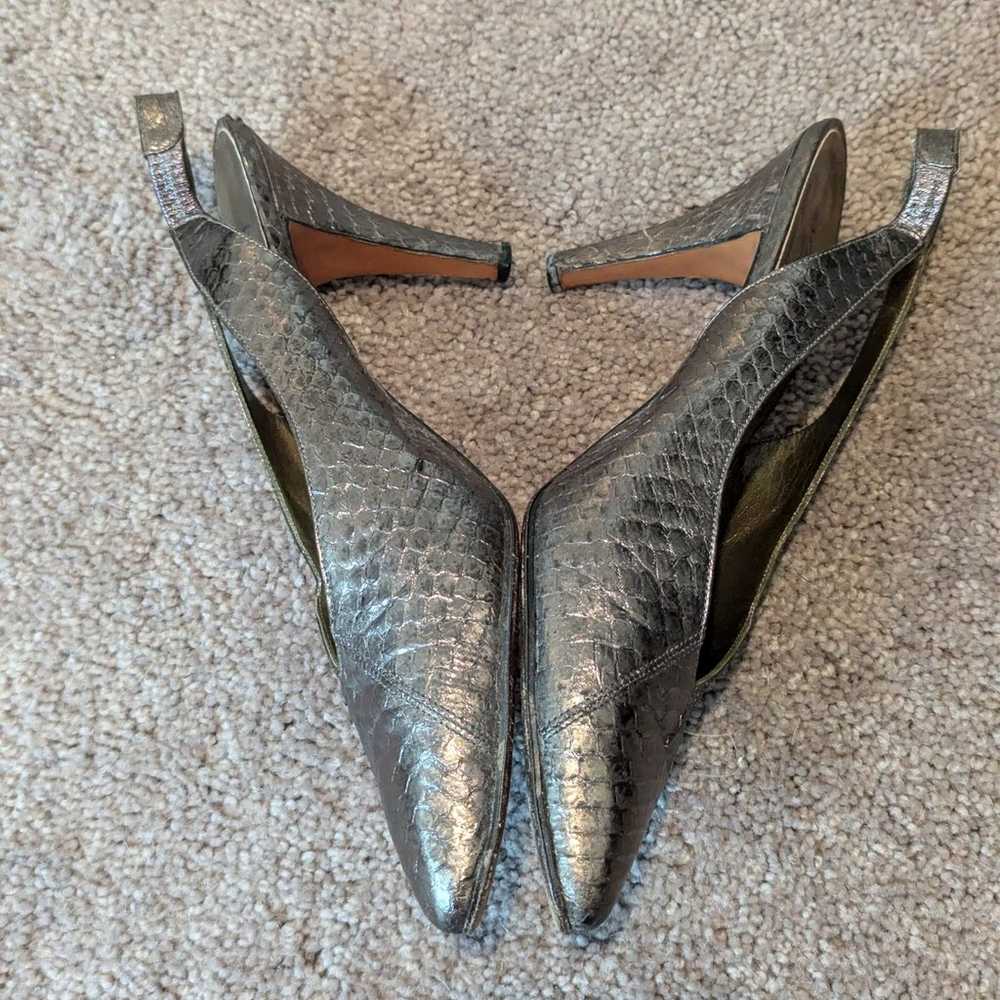 Vintage YSL Heels Size 9 Gunmetal Snakeskin YSL S… - image 8