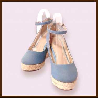 Denim Wedge Sole Jute Sandal Casual Basic L. - image 1