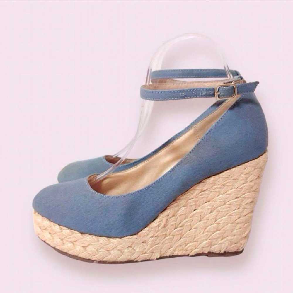 Denim Wedge Sole Jute Sandal Casual Basic L. - image 5