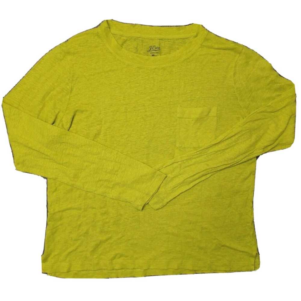 J.Crew J. Crew Linen Tee Womens L Bright Yellow T… - image 1