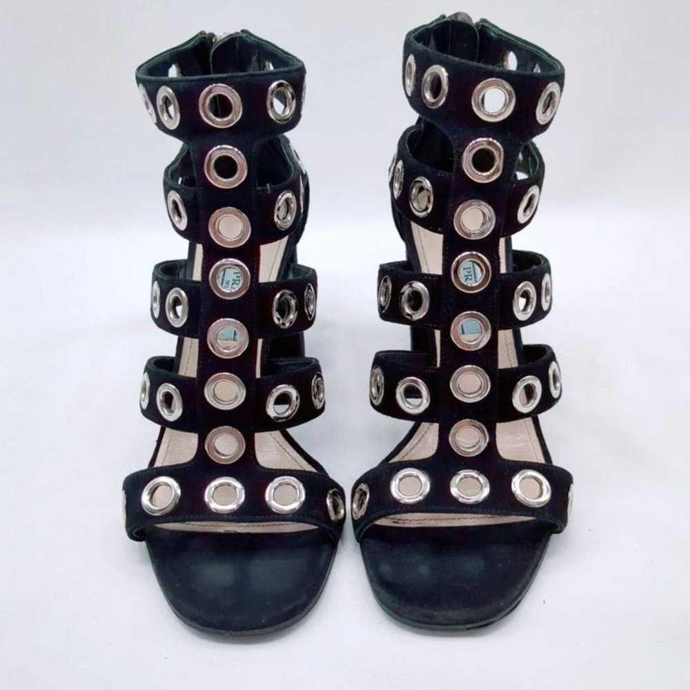 PRADA Grommet Cage Sandals Chunky Heels Studded S… - image 4