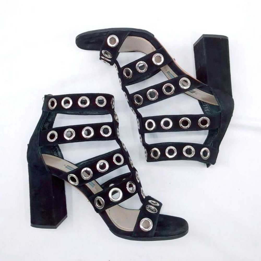 PRADA Grommet Cage Sandals Chunky Heels Studded S… - image 7