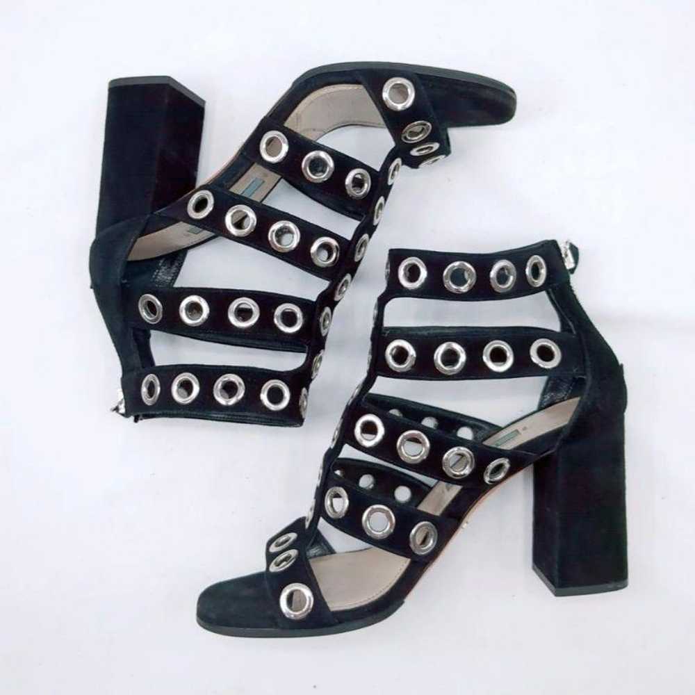 PRADA Grommet Cage Sandals Chunky Heels Studded S… - image 8