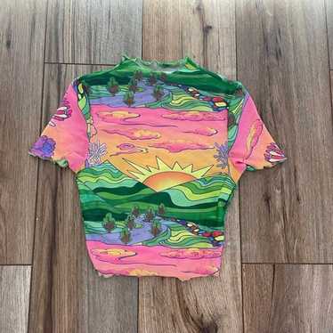 super cute sunset sheer crop top - image 1