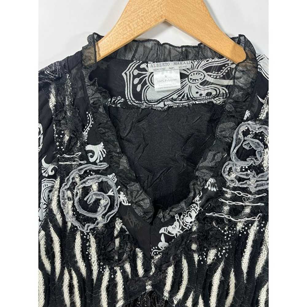 Vintage Alberto Makali Blouse Mix Trim Velvet Kni… - image 3