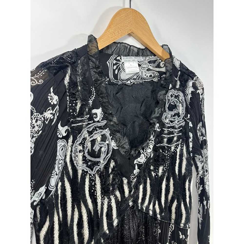 Vintage Alberto Makali Blouse Mix Trim Velvet Kni… - image 4