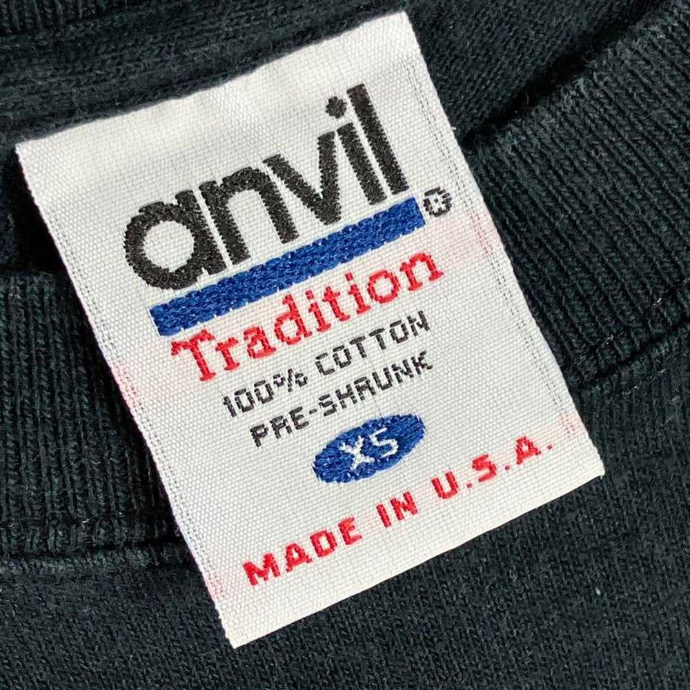 90s Anvil T-shirt Plain Tight Crop Top Black Made… - image 5