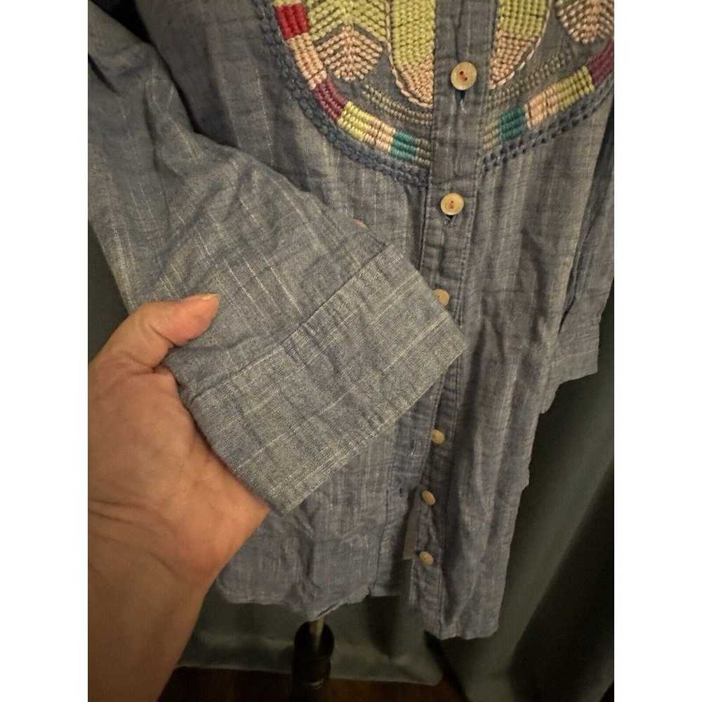 Johnny Was Workshop Embroidered Denim Shirt With … - image 3