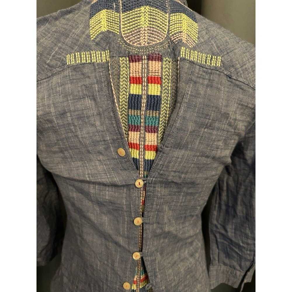 Johnny Was Workshop Embroidered Denim Shirt With … - image 5