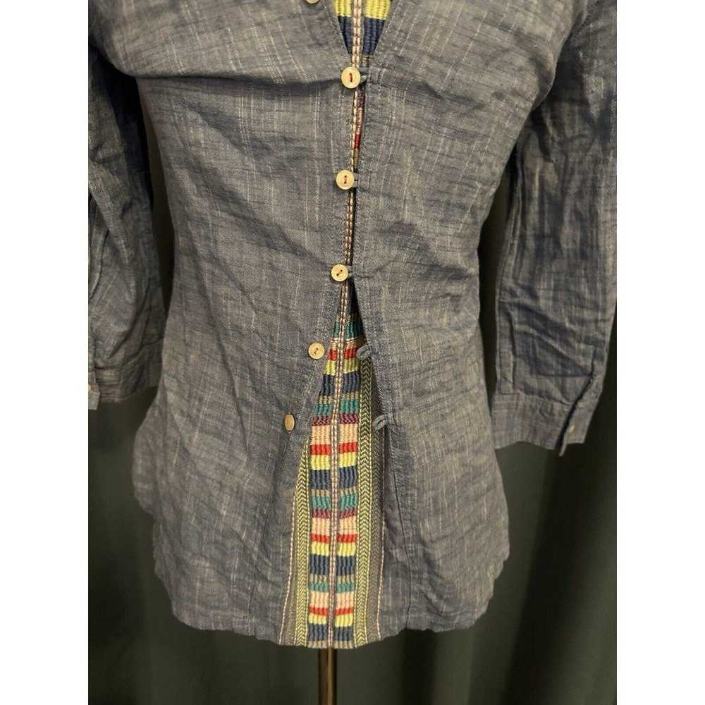 Johnny Was Workshop Embroidered Denim Shirt With … - image 6