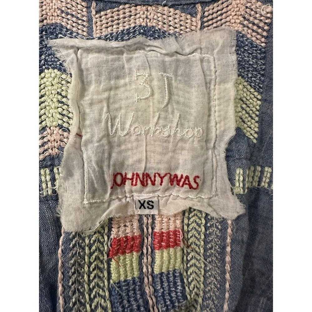 Johnny Was Workshop Embroidered Denim Shirt With … - image 7