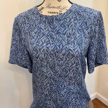 Vintage Kathy Che blue blouse women’s small - image 1