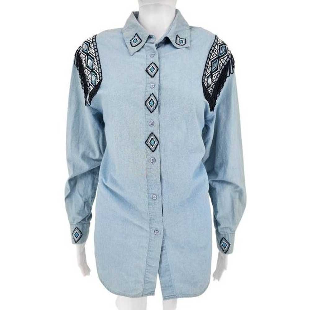 Vintage Women's Western Beaded Button Up Shirt We… - image 1