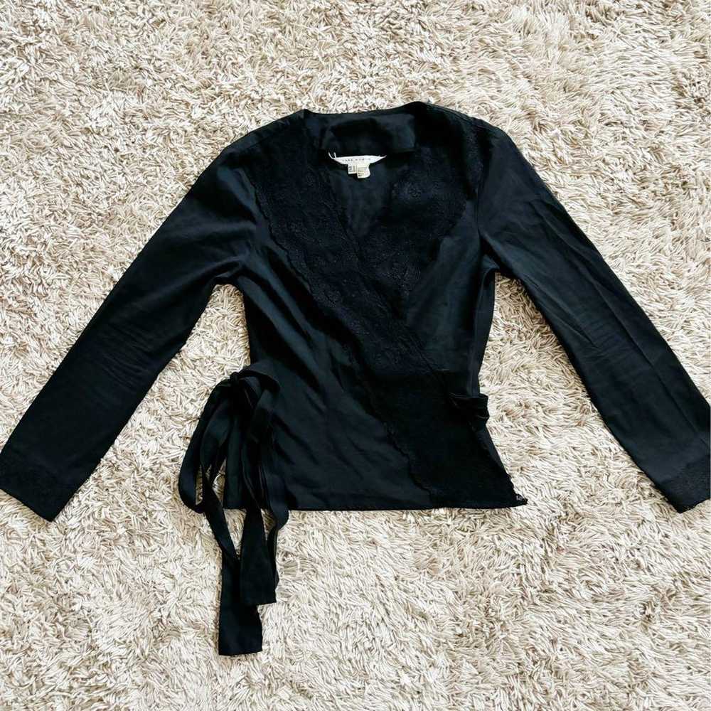 ZARA WOMAN Beautiful Line Cache Coeur Blouse Blac… - image 1