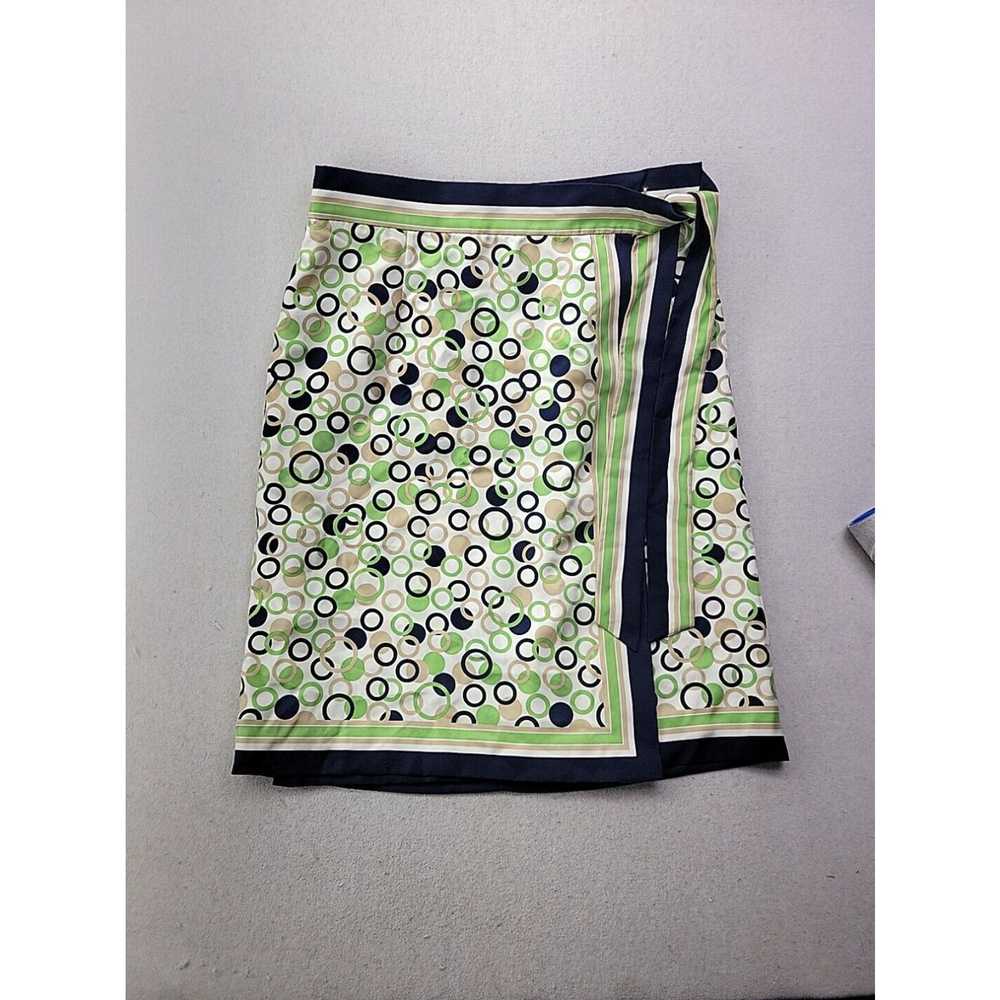 Talbots Talbots Women 10 Navy Green Geo Print Wra… - image 2