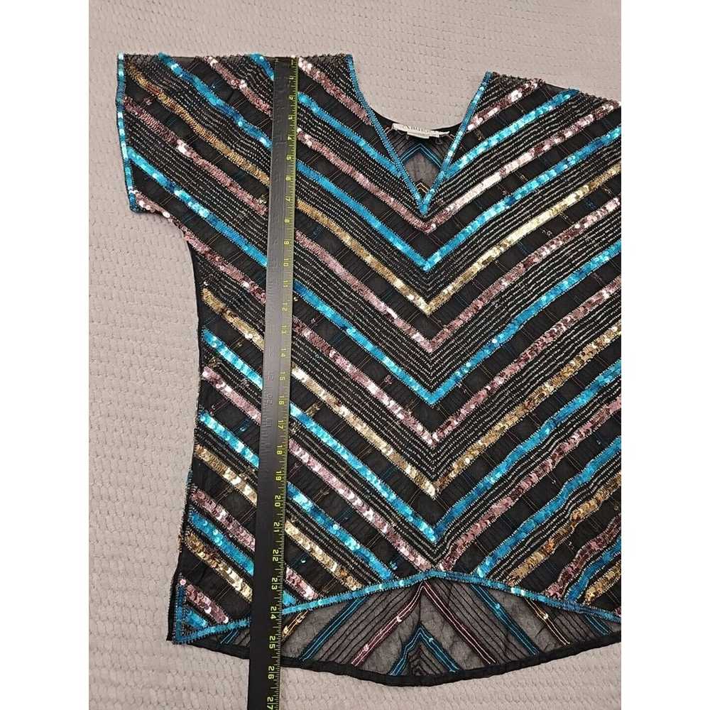 Argenti Shirt Womens Medium 100% Silk Sequin Embe… - image 2