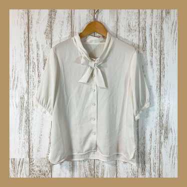 elgna◆Elgana (38) Short-sleeved blouse shirt Whit… - image 1