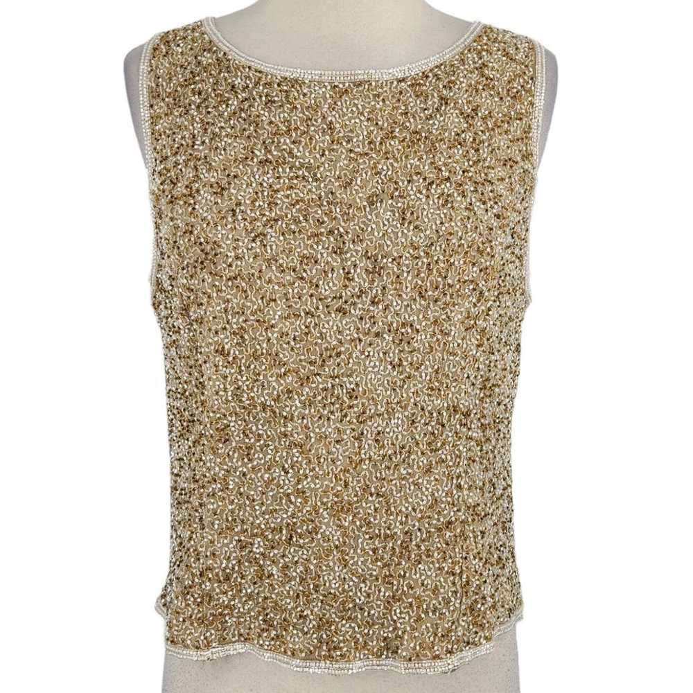 Vintage Adrianna Papell Evening Silk Beaded Tank … - image 1