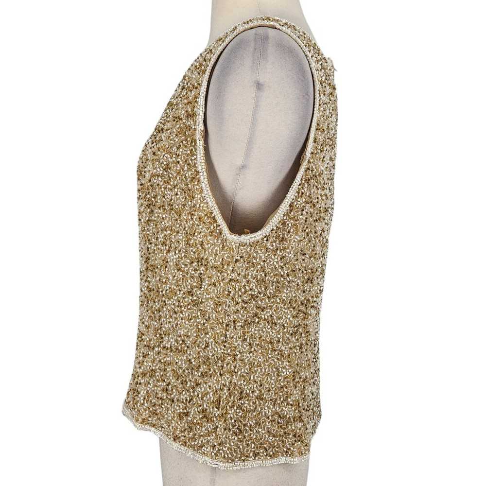 Vintage Adrianna Papell Evening Silk Beaded Tank … - image 3