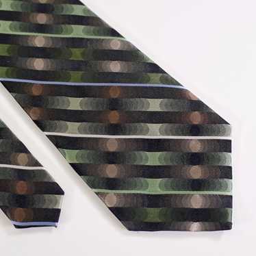 Arrow Arrow Green Brown Striped Woven Silk Tie - image 1