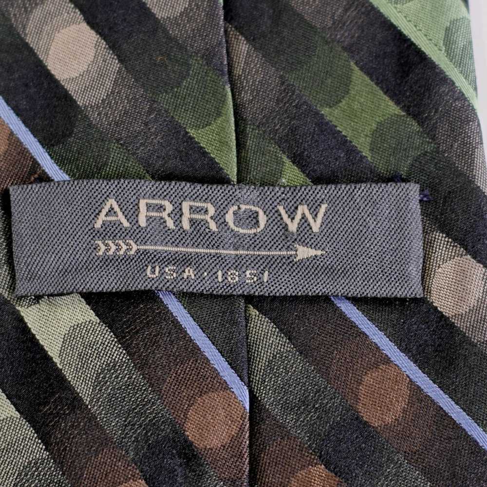 Arrow Arrow Green Brown Striped Woven Silk Tie - image 3