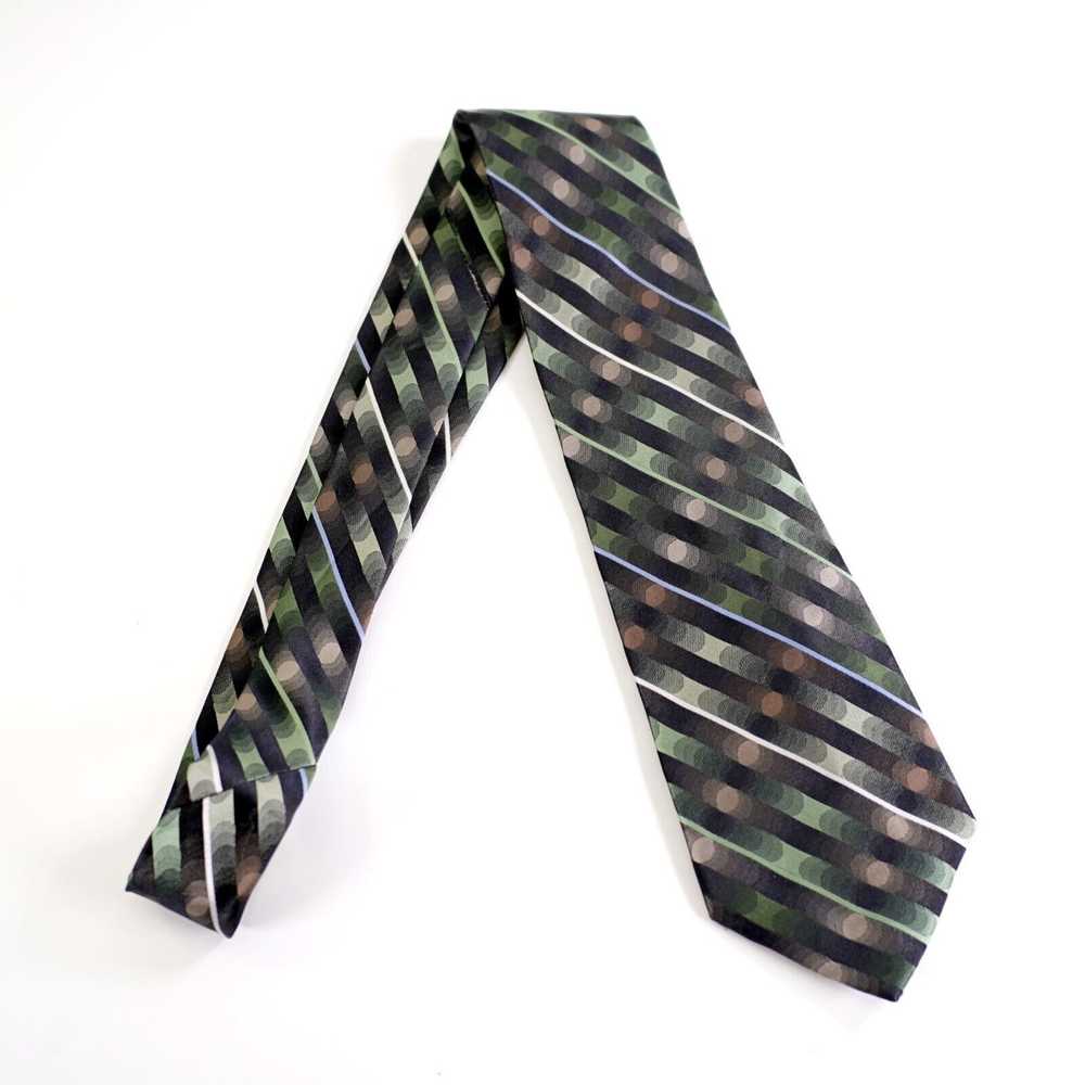 Arrow Arrow Green Brown Striped Woven Silk Tie - image 7