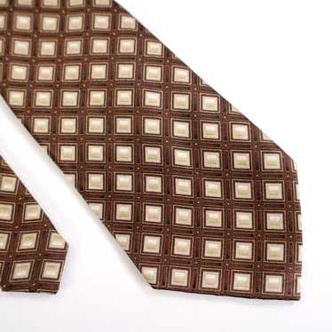 Stafford Stafford Brown Geometric Print Silk Tie