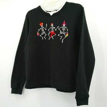 VINTAGE Halloween Sweatshirt Women's M Black Danc… - image 1