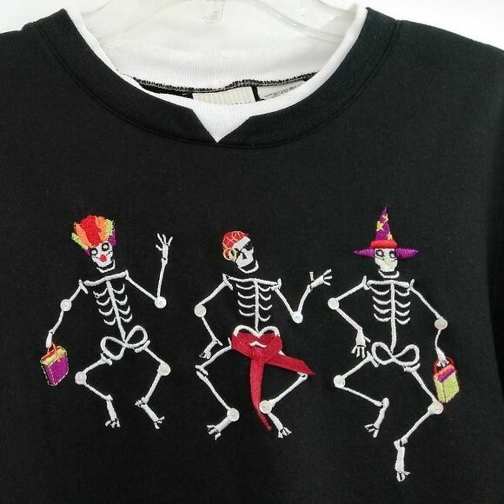 VINTAGE Halloween Sweatshirt Women's M Black Danc… - image 2